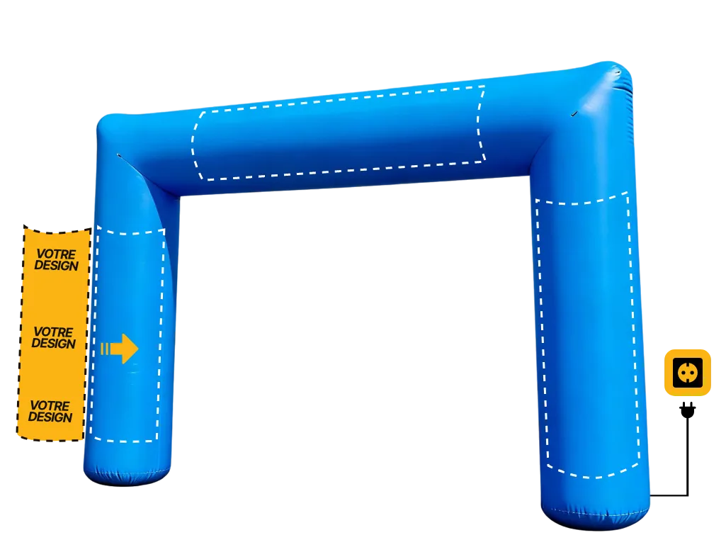 Arche publicitaire droite auto-ventilée (AV), coloris bleu (Pantone 2925 C)