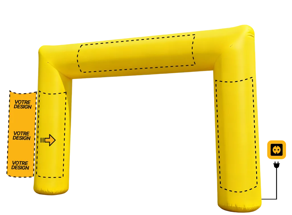 Arche publicitaire droite auto-ventilée (AV), coloris jaune