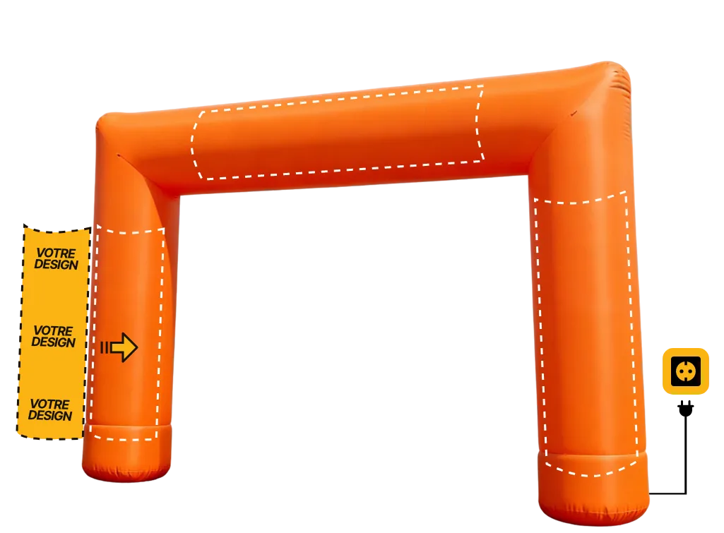 Arche publicitaire droite auto-ventilée (AV), coloris orange (Pantone 1505 C)