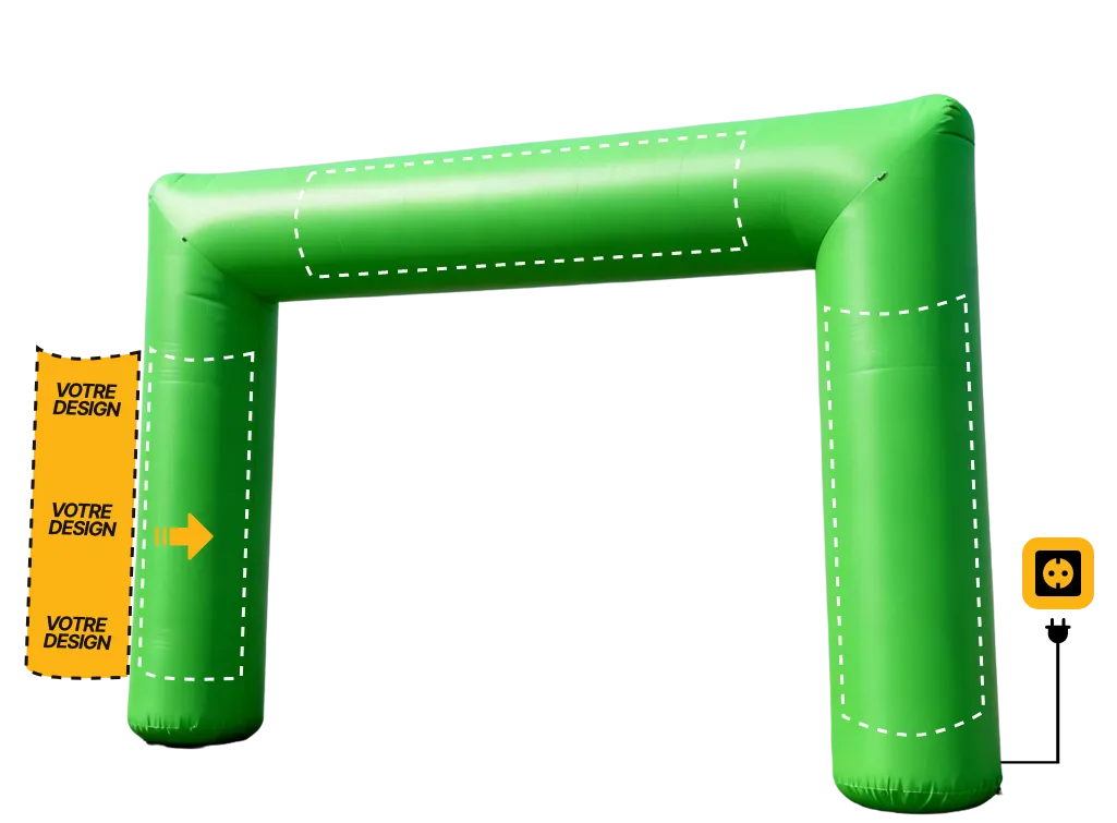 Arche publicitaire droite auto-ventilée (AV), coloris vert clair (Pantone 368 C)
