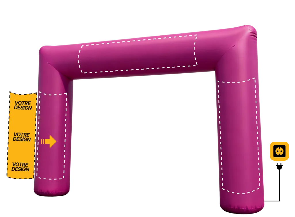 Arche publicitaire droite auto-ventilée (AV), coloris violet (Pantone 214 C)