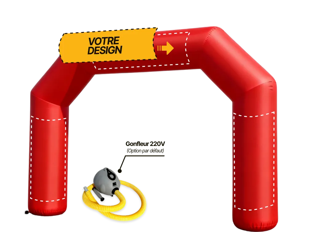Arche publicitaire polygone à air captif (AC), coloris rouge (Pantone 186 C)
