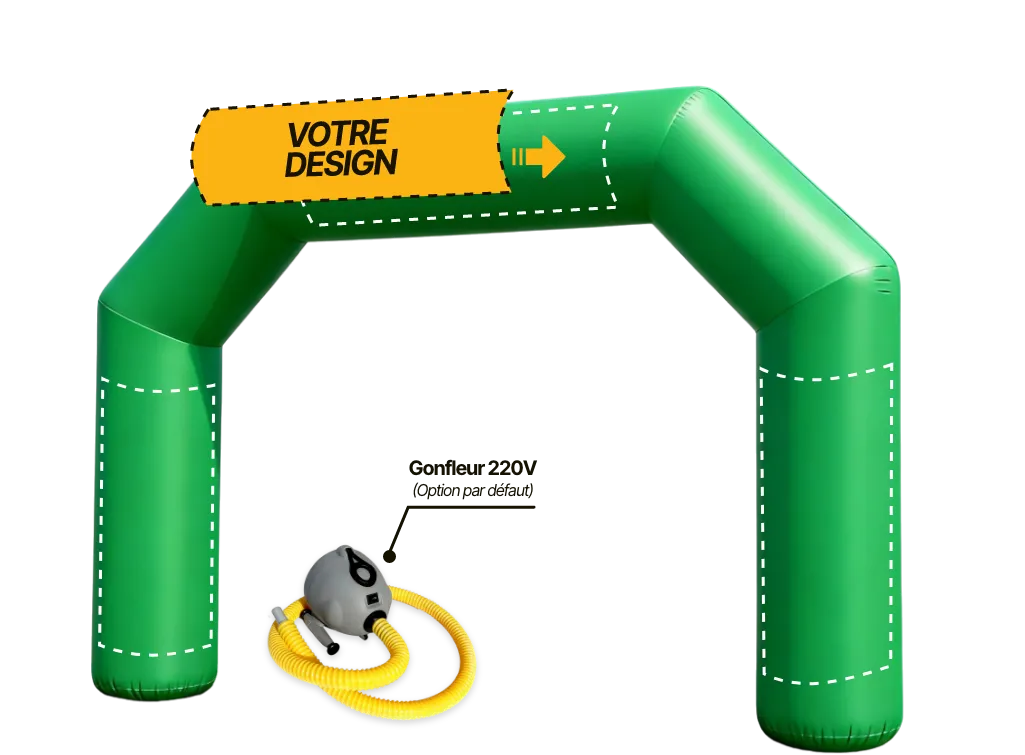Arche publicitaire polygone à air captif (AC), coloris vert clair (Pantone 368 C)