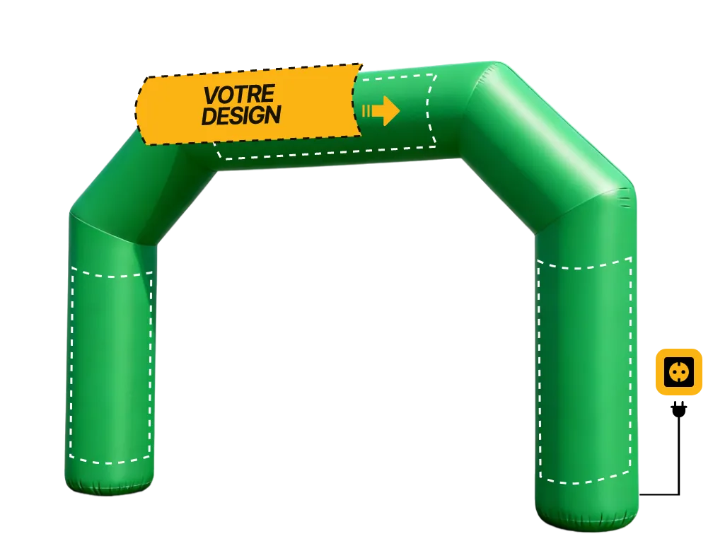 Arche publicitaire polygone auto-ventilée (AV), coloris vert clair (Pantone 368 C)