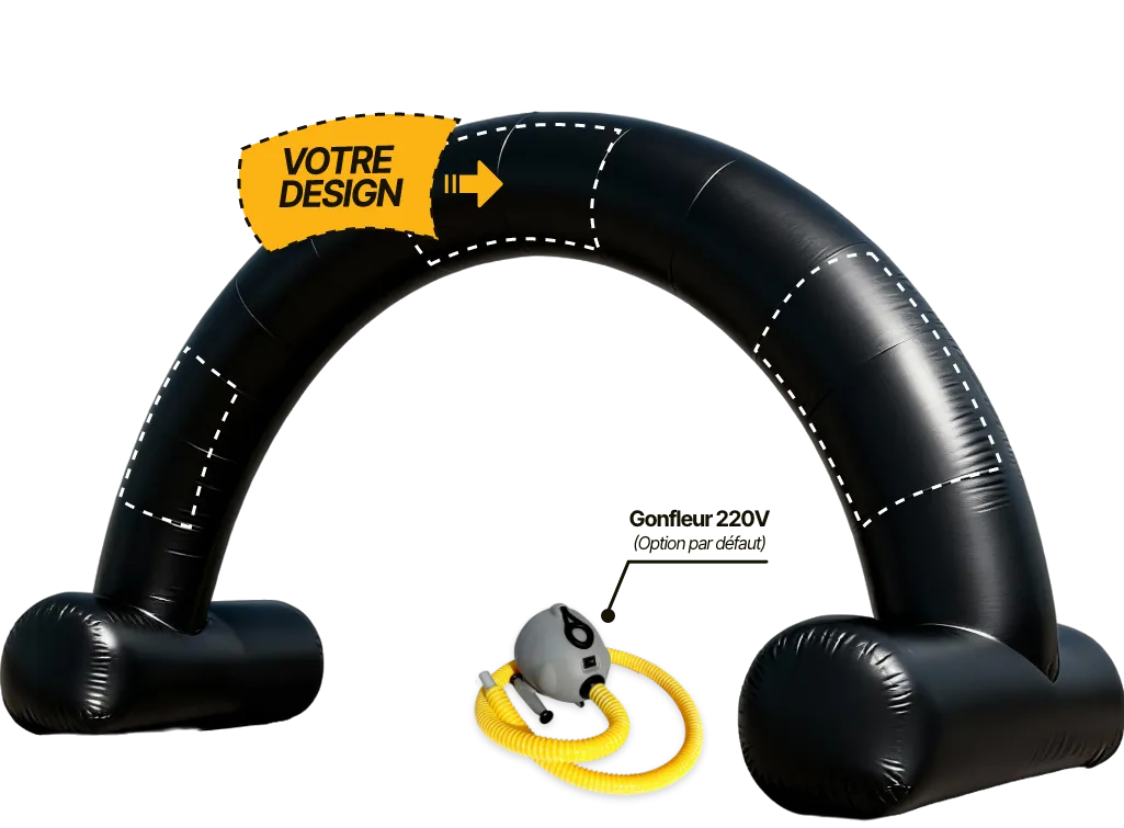 Arche publicitaire ronde à air captif (AC), coloris noir (Pantone BLACK)