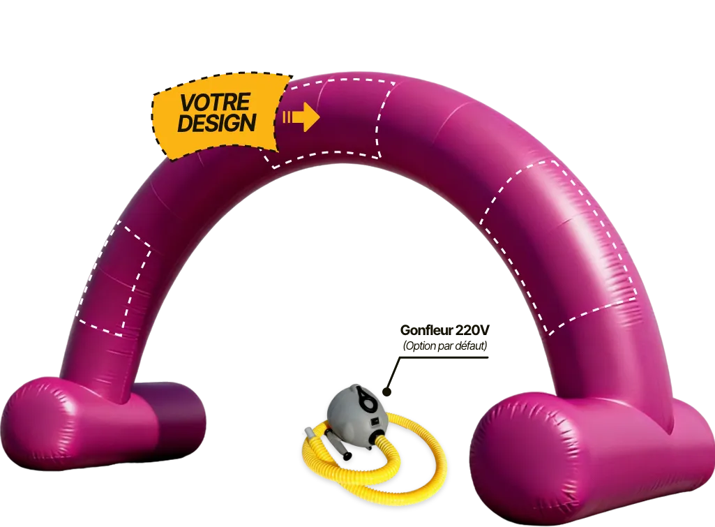 Arche publicitaire ronde à air captif (AC), coloris violet (Pantone 214 C)