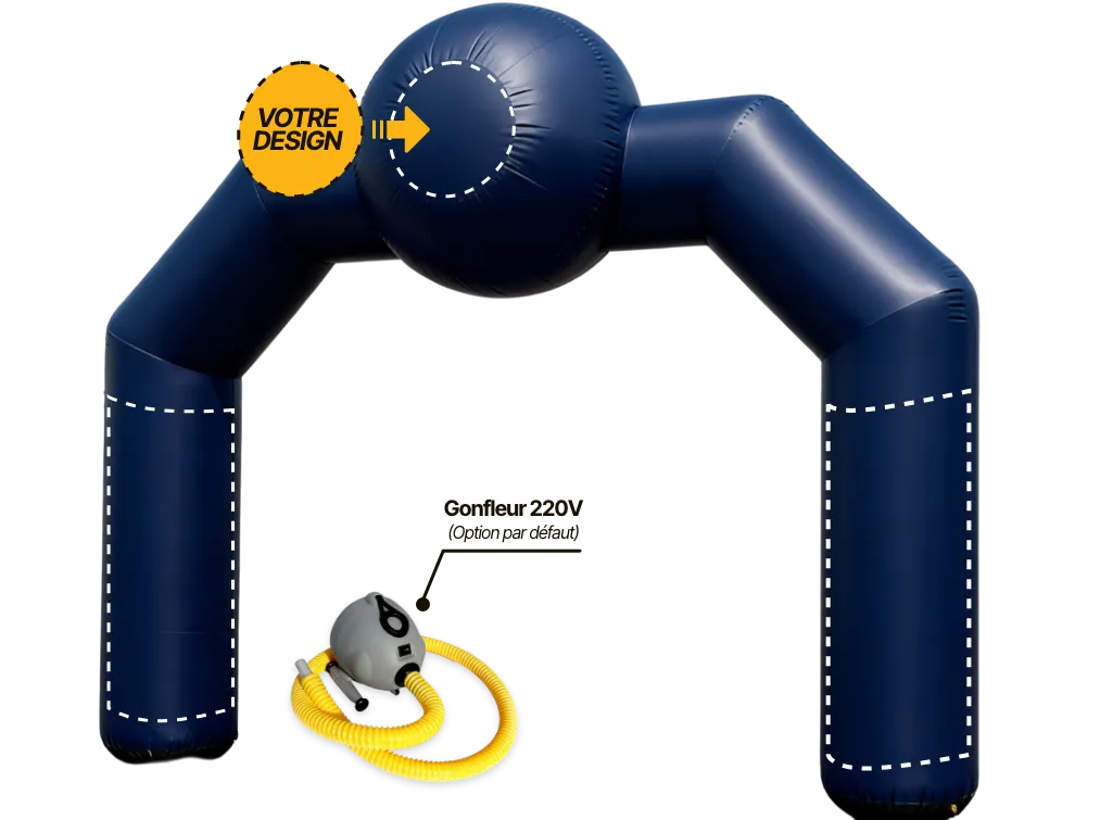 Arche publicitaire spéciale à air captif (AC), coloris bleu moyen (Pantone 287 C)